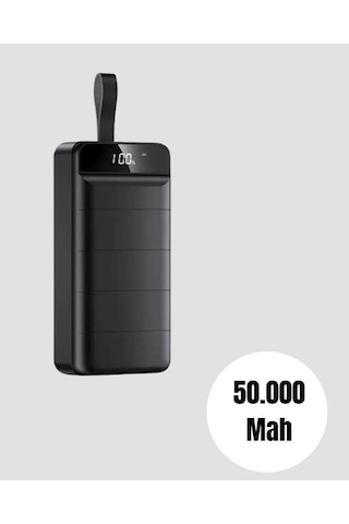50.000 Mah Ultra Güçlü Powerbank 4 Usb Çıkışlı, Led Dijital Göstergeli, Hızlı Şarj Destekli Taşınabilir Şarj Cihazı Siyah 50480893
