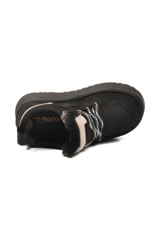 Siyah Süet Bağcıklı Unisex Çocuk Spor Ayakkabı 412445 F Siyah