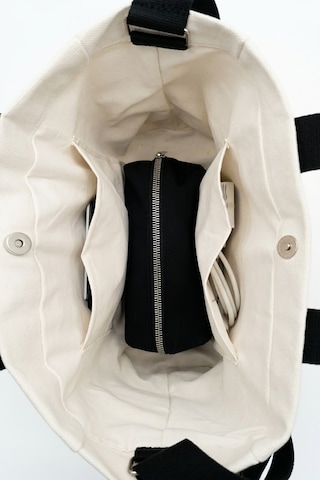 Tuttobene Harmony Mini Boy Tote Bag Kanvas Astarlı Cepli Çıtçıtlı Ayarlanabilir Askılı Kadın El Omuz Çantası - Küçük Boy Günlük Çanta Tb062 Beyaz - Siyah