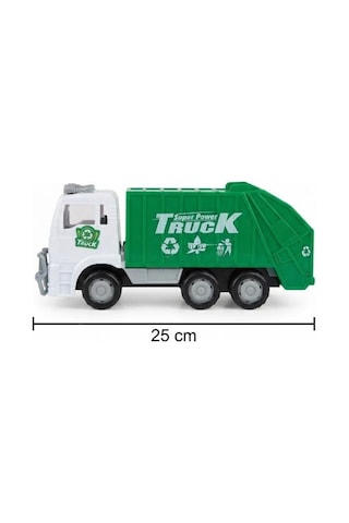 Oyuncak Çöp Kamyonu Sesli Işıklı Çarp Dön Özellikli Hareketli Çöp Arabası 1/20 Ölçek 25 Cm