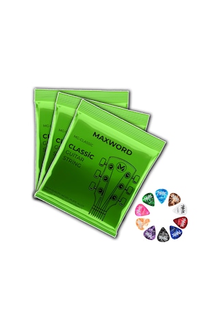 Maxword Gt-classic-3x Kaliteli Klasik Gitar Teli 3 Takım Set 10 Pena Hediye
