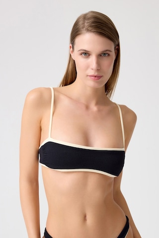 Los Ojos X Melodi Siyah-krem Dokulu Bikini Üstü Bandeau Top Siyah-krem