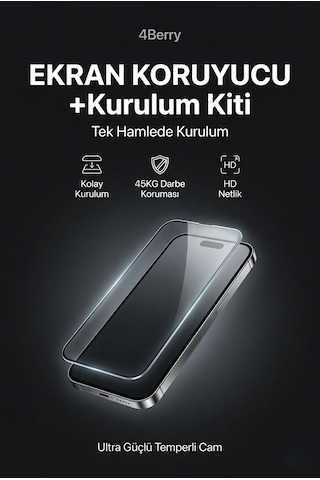 Ultra Clear iPhone 17 Pro - Pro Max Uyumlu Ekran Koruyucu Otomatik Kurulum Kiti 45kg Dayanıklı Hd Şeffaf Temperli Cam - iPhone 17 Pro Max