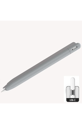 Apple Pencil Usb-c İçin Uyumlu Koruyucu Esnek Silikon Kılıf Kalem Değildir Gri