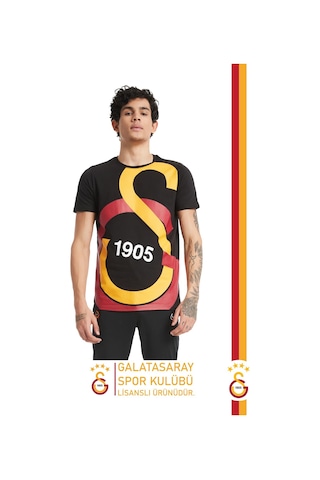 Gsstore Galatasaray Lisanslı Büyük Logolu Kişiye Özel T-shirt Hediyelik Ahşap Kutulu Siyah