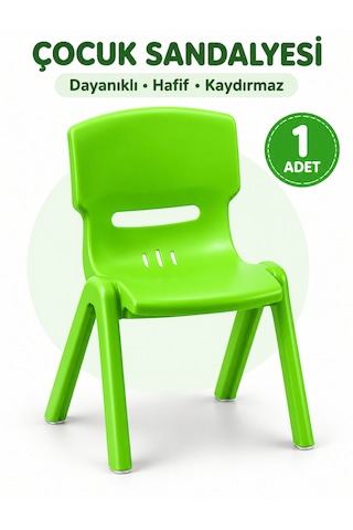 Beylini Çocuk Sandalyesi Anaokulu Kreş Kurs Mini Tabure Dayanıklı Rahat Plastik Yeşil