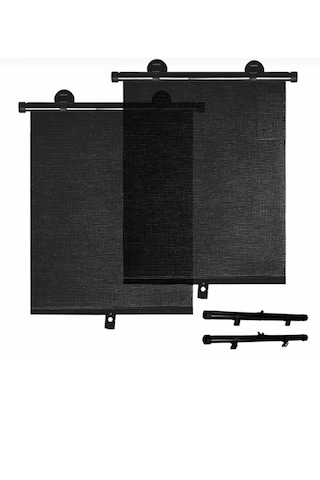 Carub Makaralı Otomatik Yan Cam Perde 2'li 36x45cm Güneşlik- Araç Cam Güneşliği Siyah