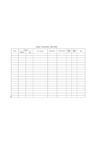 Araç Kontrol Defteri 96 Yaprak Ciltli