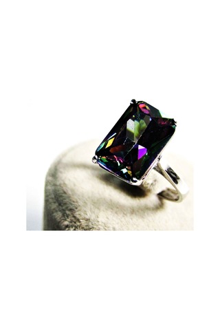 Gümüş Baget Mistik Topaz Taşlı Kadın Yüzük