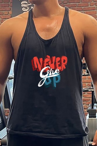 Bluu 3d Gym Fitness Tank Top Sporcu Atleti Siyah