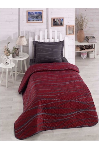 Kapitone Yatak Örtüsü Seti Tek Kişilik Verda Bordo