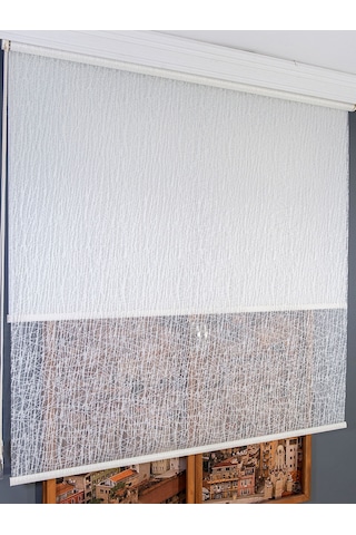 Çift Mekanizmalı Tül Stor Perde Beyaz