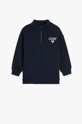 Hipatu Koton Erkek Çocuk Sweatshirt Dik Yaka Yarım Fermuarlı Uzun Kollu Lacivert