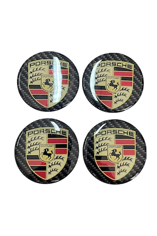 Porsche Jant Göbeği 4 Lü Oto Universal Jant Göbeği Damla Etiket 3d Jant Arması Damla Sticker Seti Çok Renkli