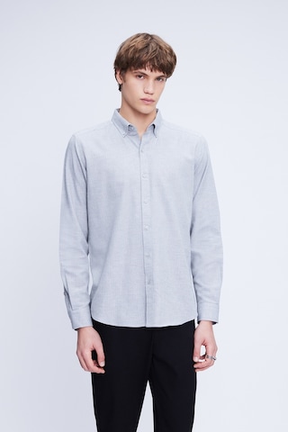 Hatemoğlu Gri Slim Fit Uzun Kol Düğmeli Yaka Flanel Gömlek 24d190000055 007 Gri