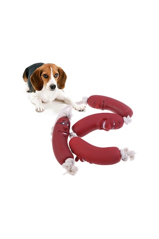 Buffer Köpekler için Sosis 4'lü 48 CM Köpek Oyuncağı Kırmızı