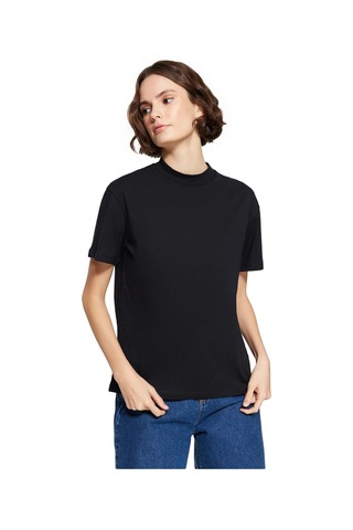 Fiolin Kadın Siyah Basic Örme T-shirt