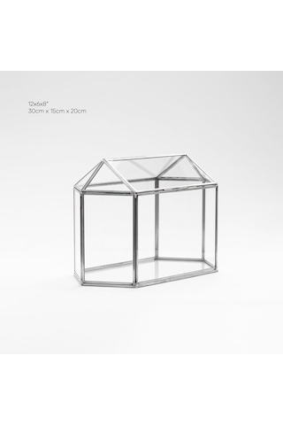 30x15x20cm Gümüş Geometrik Teraryum Cam Fanus Takı Aksesuar Çikolata Kutusu Dekoratif Yapımı