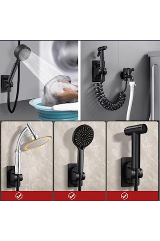 Duş Başlığı Tutucu Duş Tutucu Ayarlanabilir Duş Çubuğu Tutucu, Duş Çocuk Duşu Banyo Duşu Kendinden Yapışkanlı Duş Başlığı Tutucu Siyah Mavi