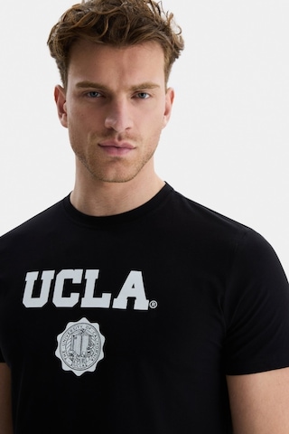 Ucla Gayley Siyah Bisiklet Yaka Baskılı Standard Fit Erkek Tshirt Siyah