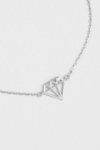 So Chic Elmas İkonlu 18 Ayar Beyaz Altın Kaplama 19 Cm Gümüş Bileklik Rodyum