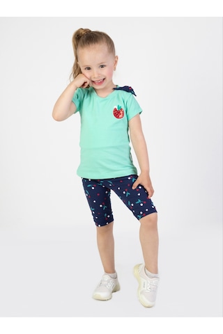 Harika Kids Kız Bebek Kaprili Kısa Kollu Apolet Baskılı Yazlık Basic Alt-üst Takım 6-24 Ay 001