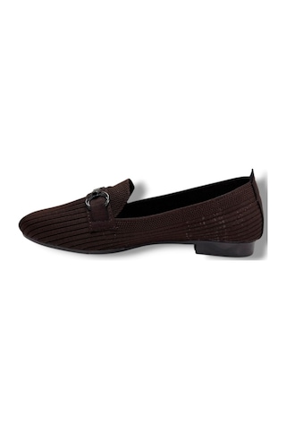 C-shoes Sg3185-26 Triko Taşlı Mw Toka Anatomik Kadın Babet Kahverengi