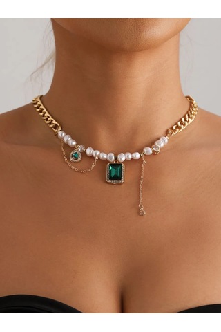 Proshik Yapay İnci Zincirli Kolye Odevr 376670545