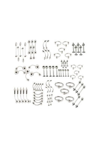 Sones 85 Adet Piercing Takı Paslanmaz Çelik Dudak Çivisi Kaş Çivisi Burun Çivisi Çok Renkli