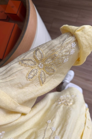 Kahijab Stella Boncuk İşlemeli Gömlek - Sarı