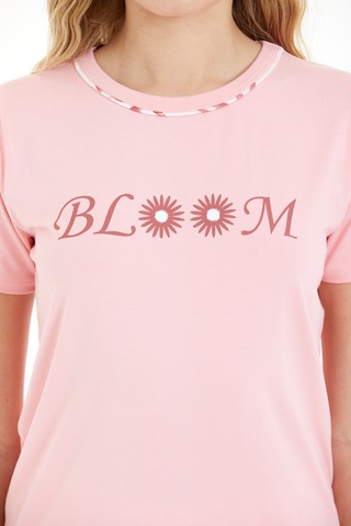 Lılac Kadın Çiçek Desenli %100 Viscon Capri Pijama Takımı Beyaz - Pembe