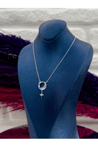 925 Ayar Gümüş Kuzey Yıldızı Modeli Lüks Kadın Kolye Gümüş