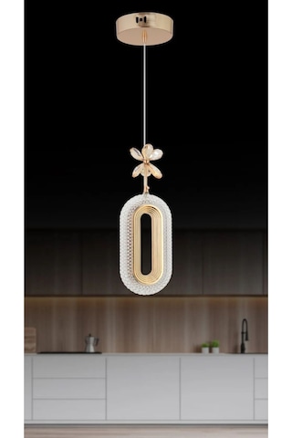 Tek Gold Kaplama Sarkıt Led Salon Avize 3 Renk Ledli Gold