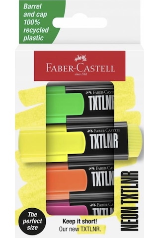 Faber Castell Fosforlu Kalem Mini Neon 4'lü Set - 154204 Çok Renkli
