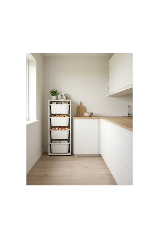 Nest 4 Büyük Sepetli Düzenleme Dolabı Y:108 G:45 D:30 Cm / Beyaz