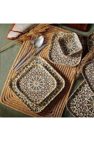 Mudo Home Ephesus Kare Pasta Tabağı Seti 17cm- 6lı Çok Renkli