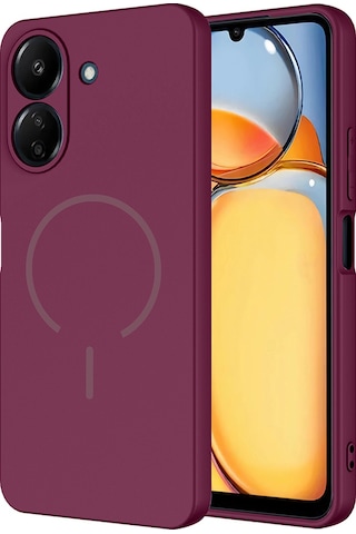 Xiaomi Redmi 13c Kılıf M-safe Şarj Özellikli Zore Meta Kapak Mürdüm