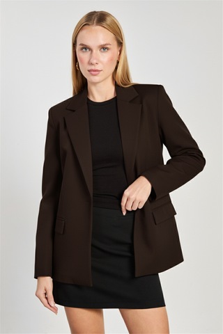 Barrels And Oıl Kadın Tek Düğmeli Blazer Ceket - Kahve Kahve