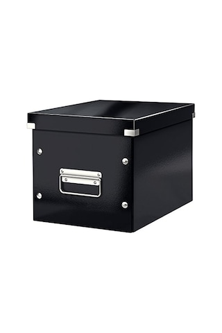 Rın Kapaklı Derin Saklama Kutusu Siyah Çelik Ahşap Minimalist 22 X 22 X 11 Cm Çok Renkli