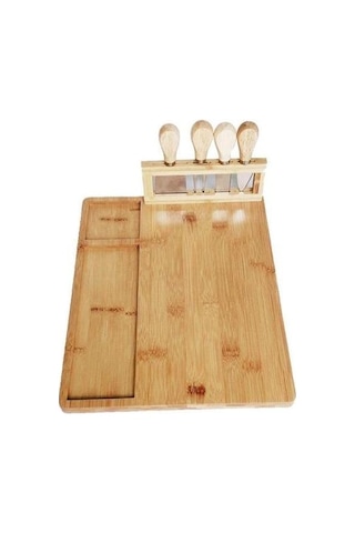 1pcs Bambu Peynir Tahtası Set Pişmiş Gıda Tabağı Et Tahtası Peynir Kesme Tahtası Parti Mutfak Gereçleri Kesme Tahtası Kesim Doğrama Blokları Ahşap