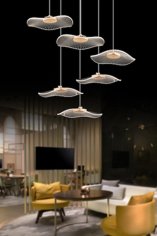 İstanbul Avize Şapka 6'lı Gold Üç Renk Led Lüx Modern Ledli Avize