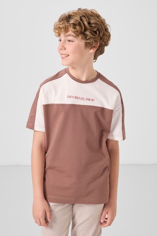 Tommylife Tarçın Pamuklu Yumuşak Dokulu Oversize Fit Baskılı Erkek Çocuk T-shirt - 11290 Tarçın