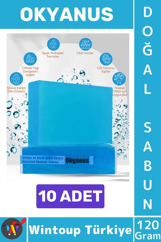 Katısabun %100 Doğal Bitkisel El Yüz Saç Vücut Cilt İçin Organik Okyanus Sabunu 120 Gram 10 Adet Karışık