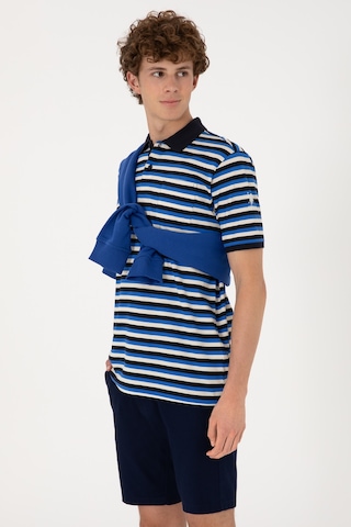 U.S. Polo Assn. Erkek Regular Fit Lacivert Polo Yaka Çizgili Tişört 50306794-VR033