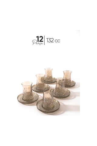 Mest Füme 6 Kişilik 12 Parça Çay Bardağı Takımı 132 Cc - Modern Tasarım Füme