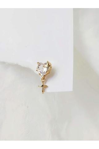 Bombeli Kalp Yıldız Model Kıkırdak Piercing Tragus Helix Altın Gold Renk Küpe Gold