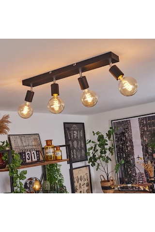 Riolight Modern1 Siyah1 4xe27 Mafsallı Hareketli Başlık Glop Ampul Hariç Metal Spot Avize Siyah