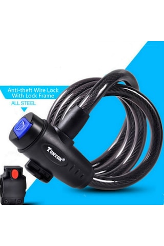 Tonyon Ty588 Evrensel Bisiklet Kilidi Dağ Bisikleti Tel Kilidi Bisiklet Halkası Tipi Kilit, Stil: Kilit Çerçevesi İle Siyah