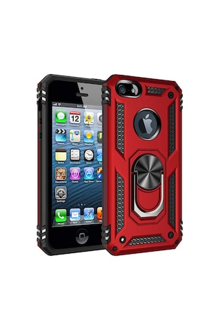 Apple Uyumlu iPhone 5 Kılıf Zore Vega Kapak Kırmızı