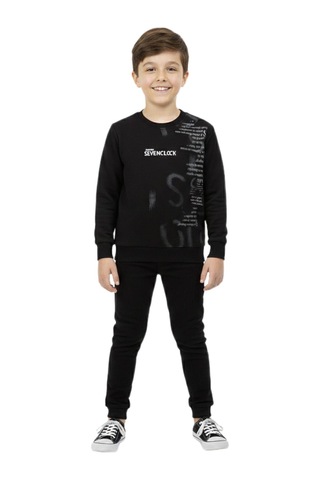 Baglan Erkek Çocuk Önü Baskılı Sweatshirt Bgl-st05245 Siyah